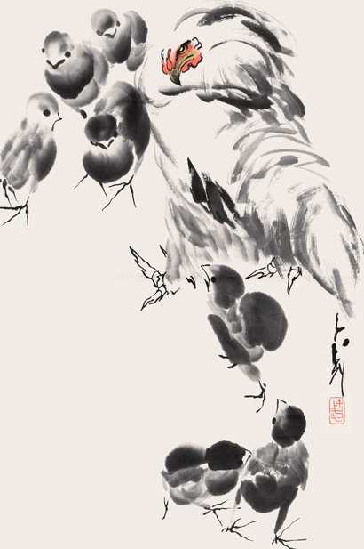 王子武 群鸡图 立轴